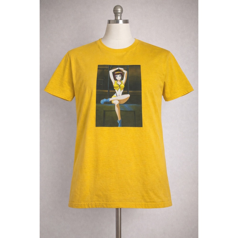 Cowboy Bebop Faye Valentine Graphic T-Shirt Yellow Mens XL Anime Sunrise‎